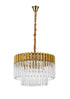 Kuna Brass/Clear Pendant Round 8 Light 60cm
